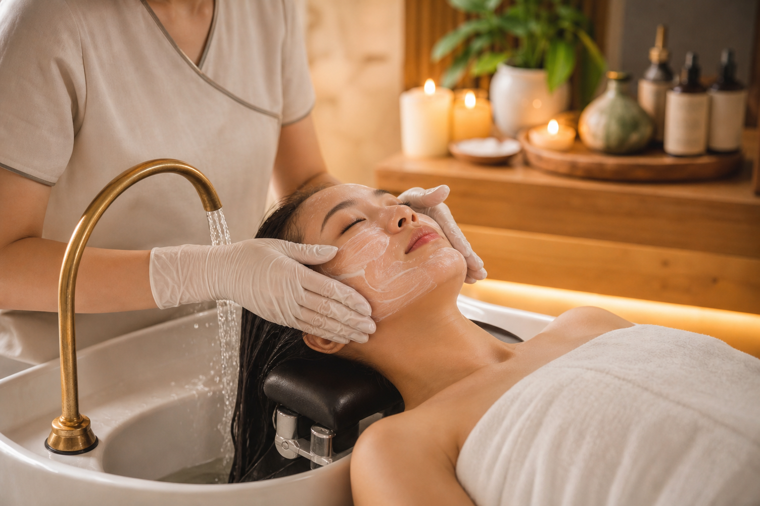 Bronze Package A head spa treatment combined with a facial at Vela Head Spa