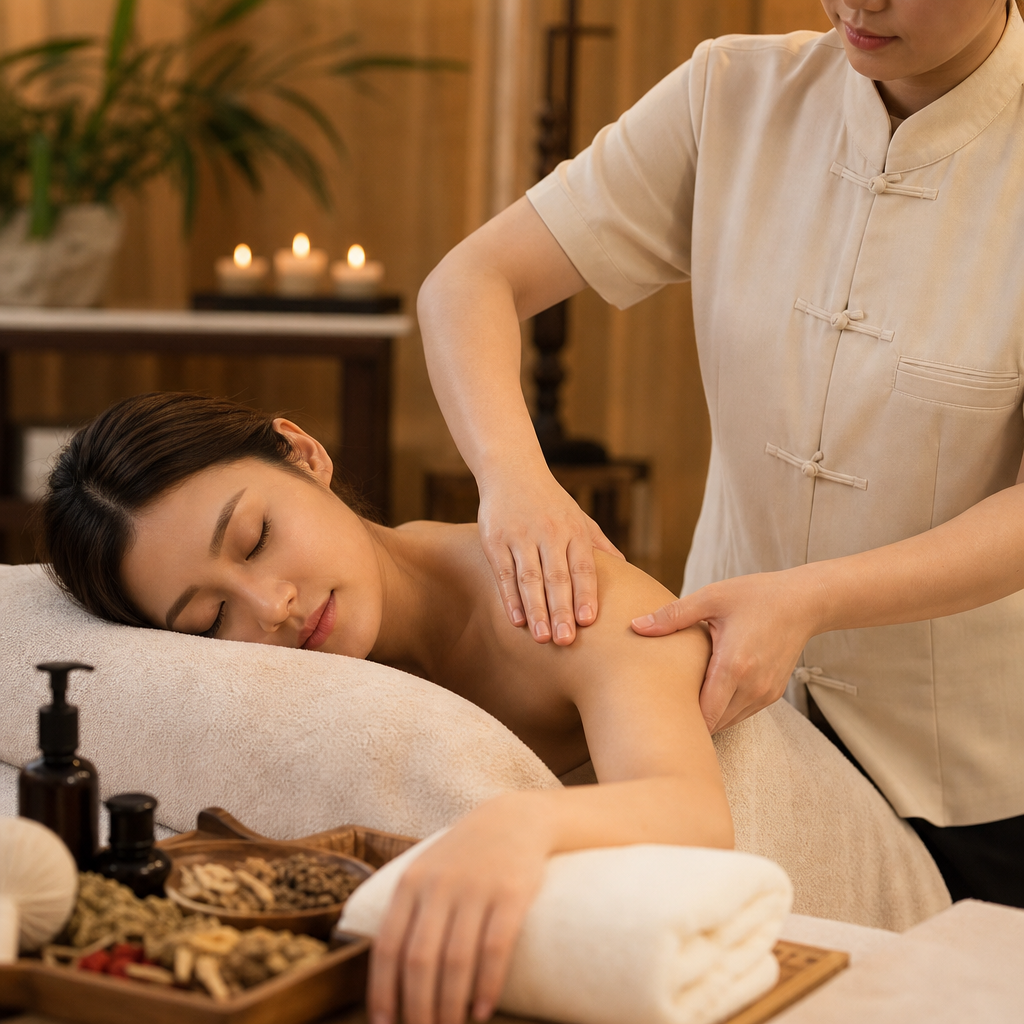 Neck, Shoulder and Arm Relaxation Massage step 6 of the Vela Head Spa head spa experience