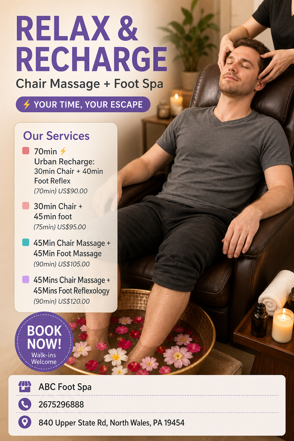 50min Father's Day Relax Combo at ABC Foot Spa