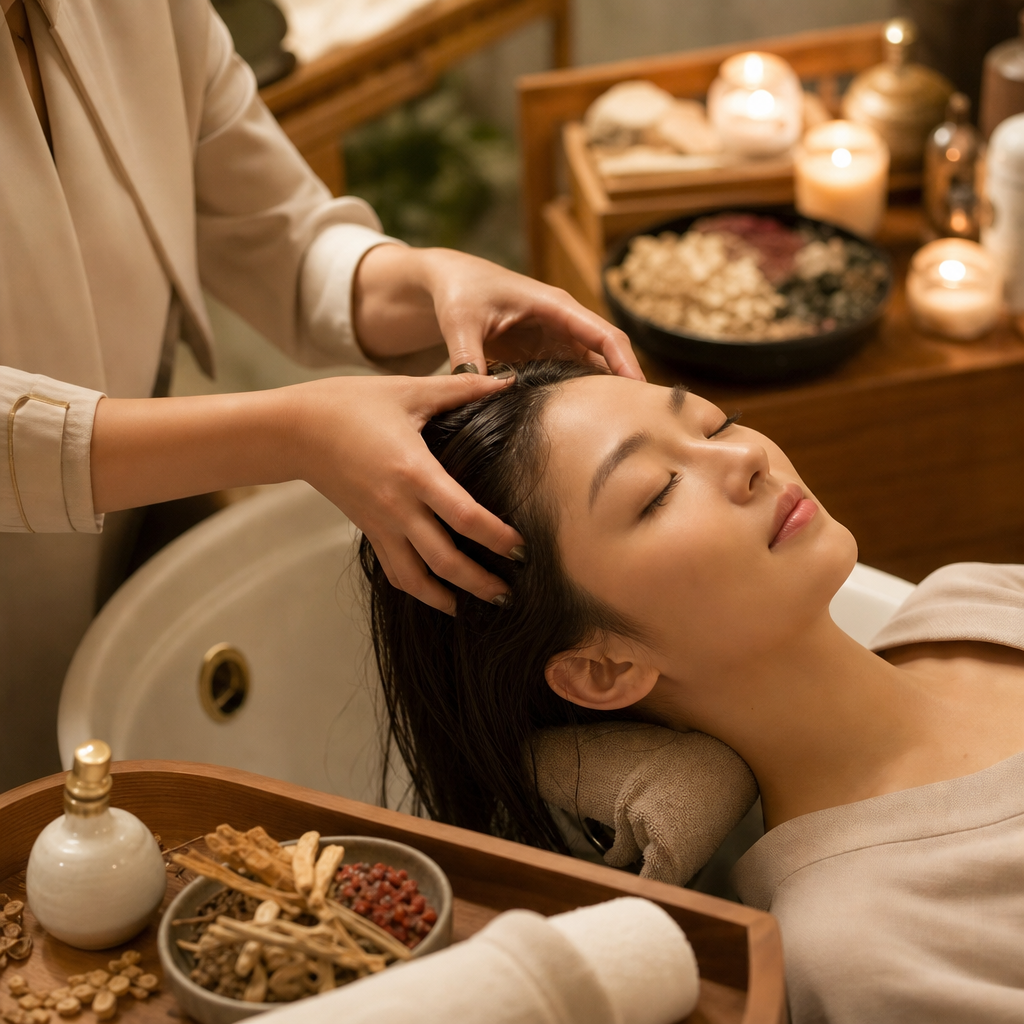 Relaxing Scalp Massage step 2 of the Vela Head Spa head spa experience