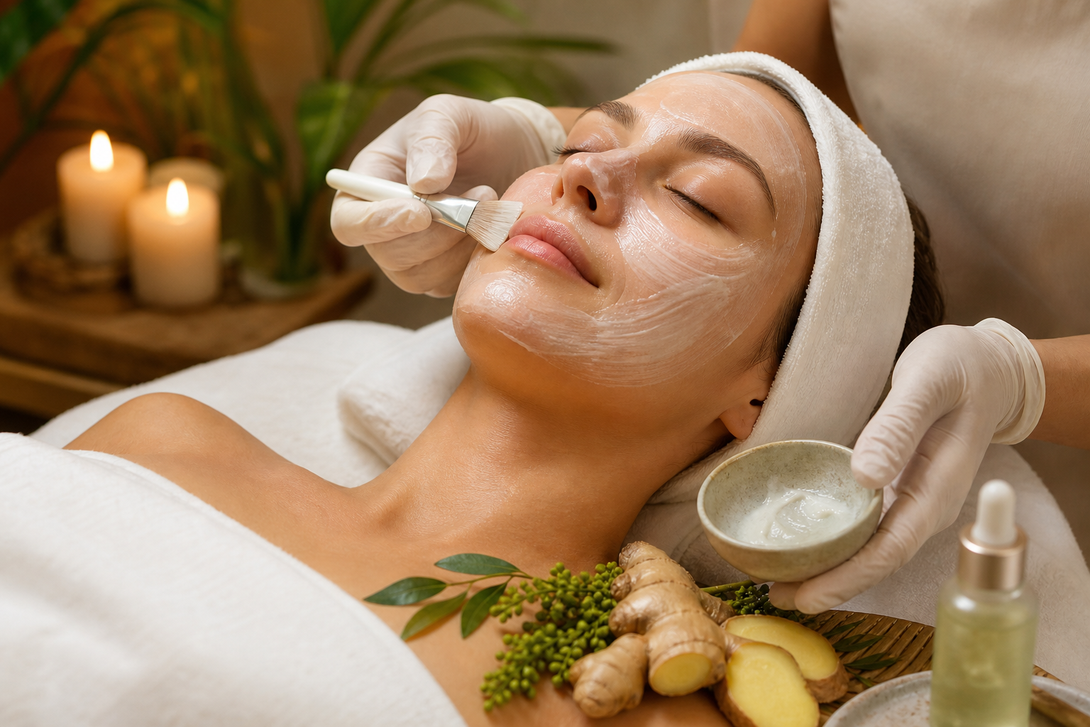 Facial treatment at Vela Head Spa